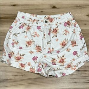 American Eagle Floral Mom Shorts Jean White Women’s 4